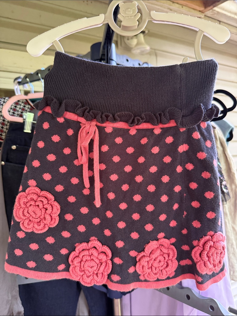 Lia Molly -New Orleans Infant Girls 12-18 Mo. Knit Navy Skirt with Pink Roses